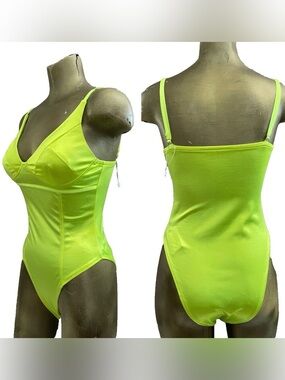 TRACY ANDERSON NWOT Dayglo NEON Flouro BODYSUIT XS - L Festival / Workout/Dance
